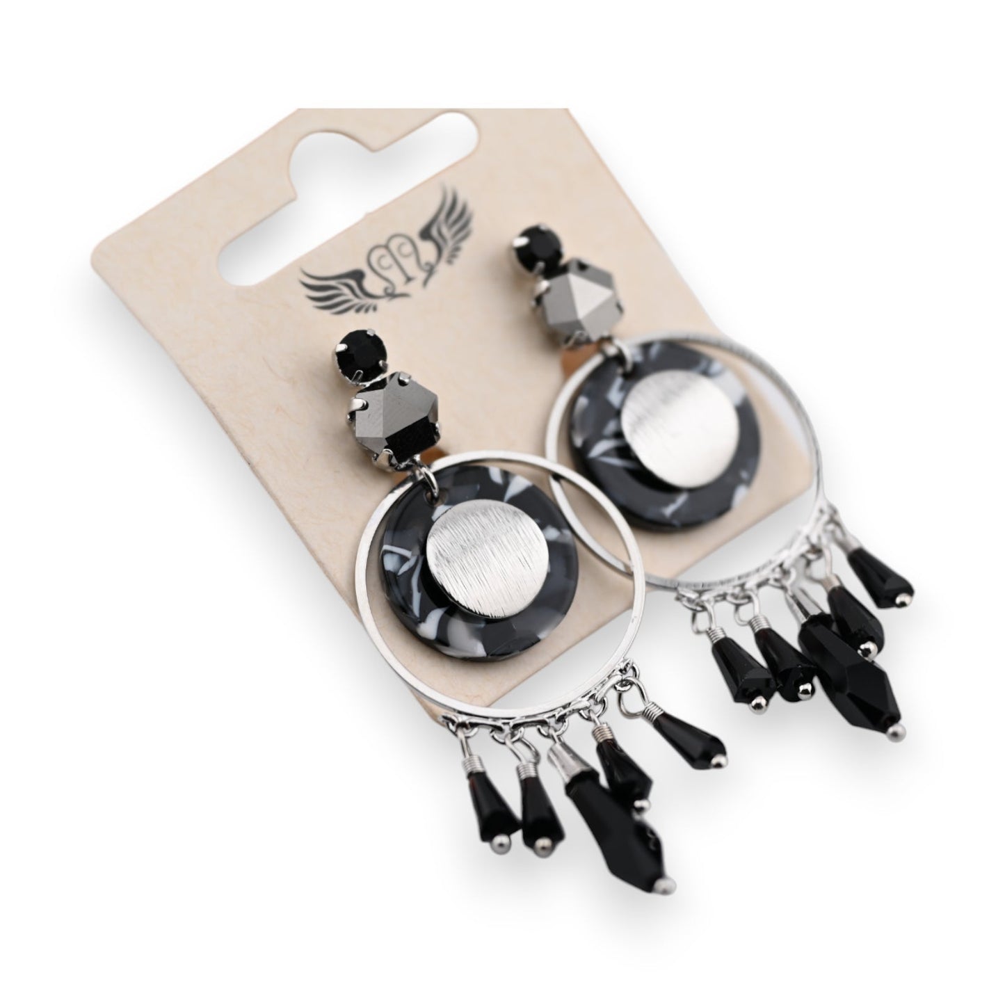 Hängende silberne Bohemian-Chic Ohrringe