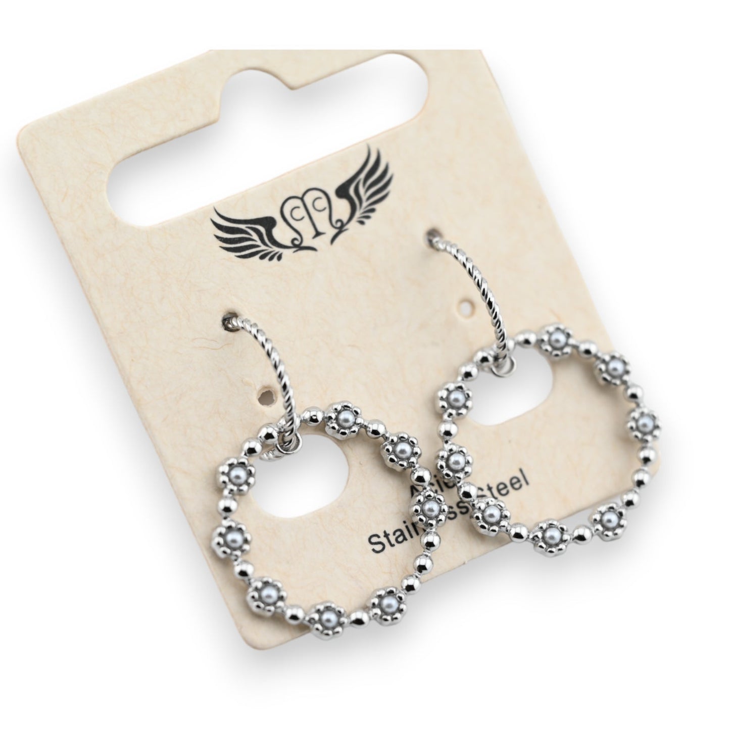 Schmuck Ohrringe aus Stahl hängenden kleinen silbernen Blumen