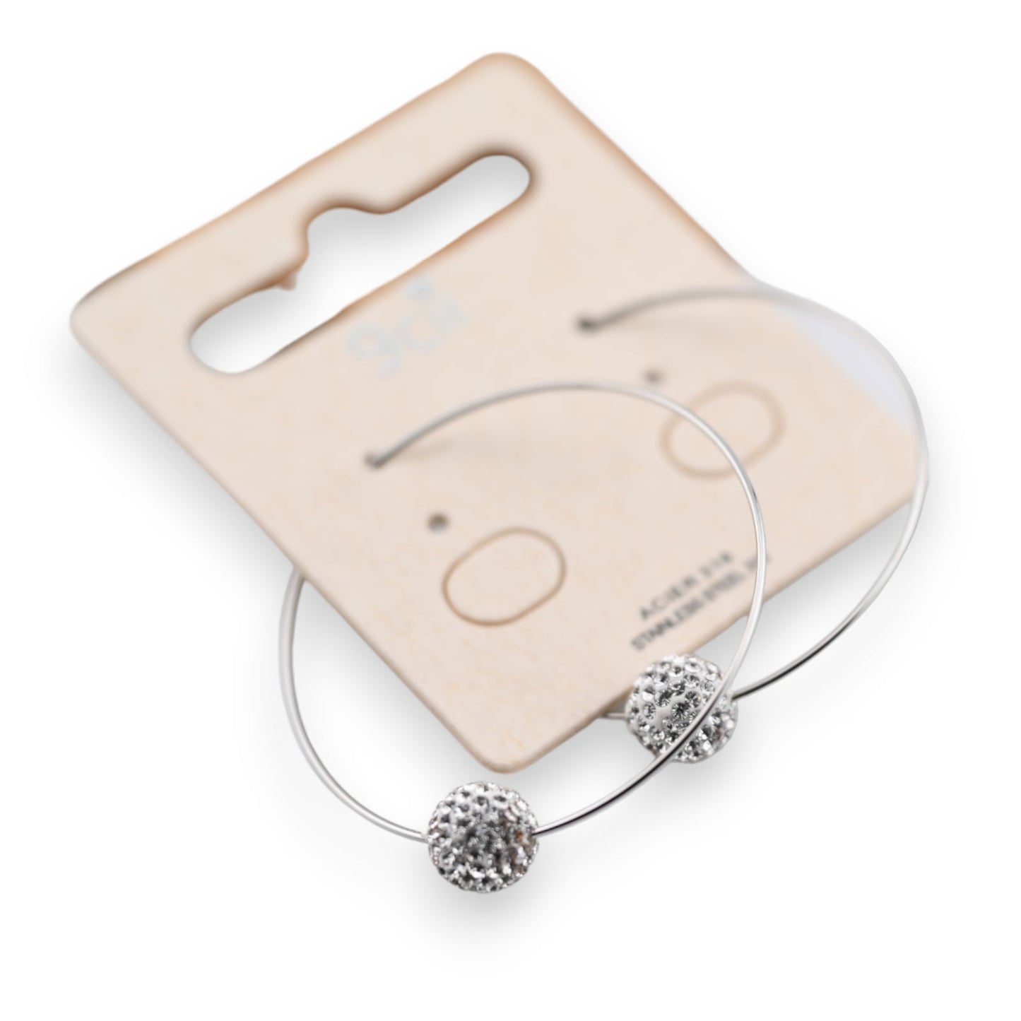 Ohrhänger Creole aus silbernem Stahl mit Strass-Kugeln