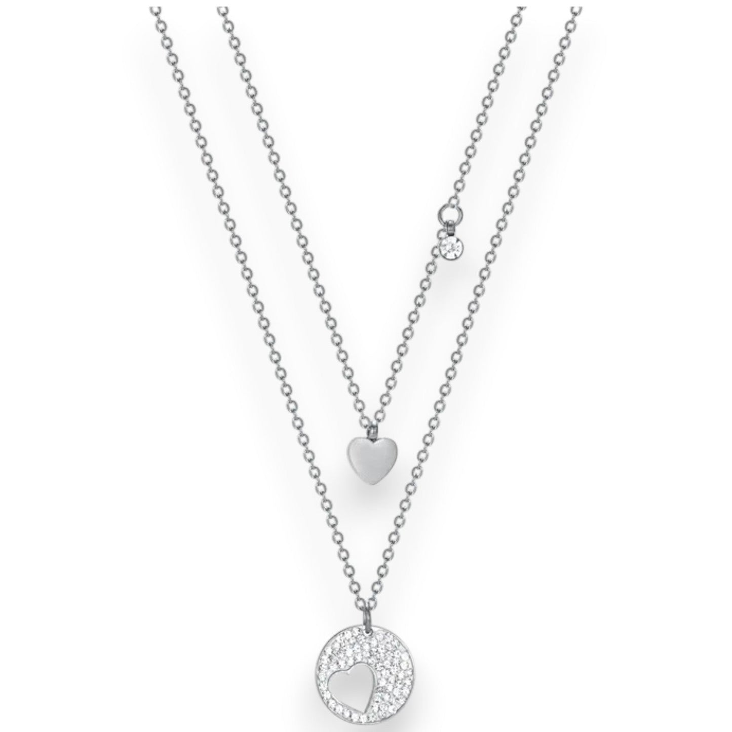 Silberne Doppelherz-Kette Luna