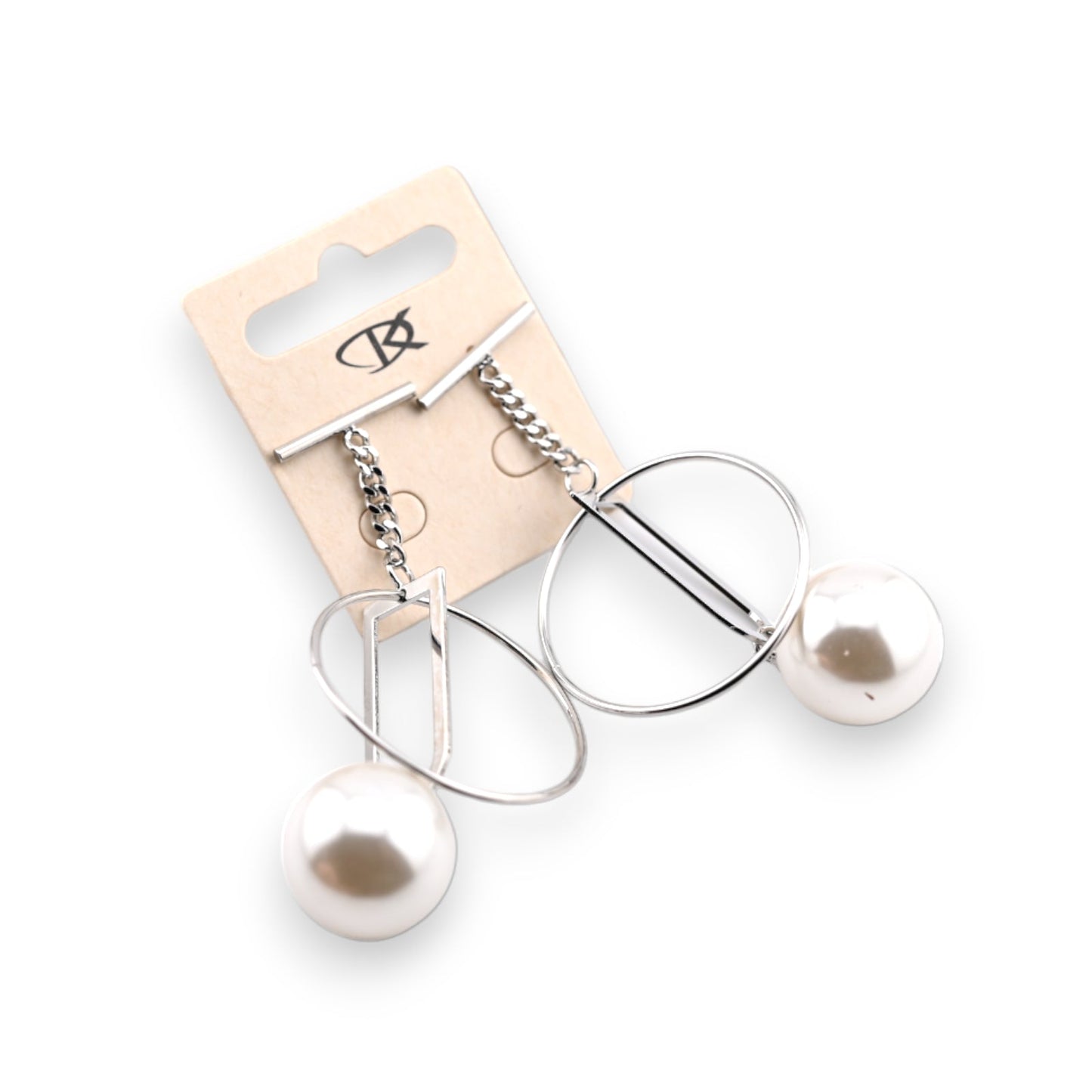 Hängende Ohrringe aus Phantasie mit großer Perle in Ecru