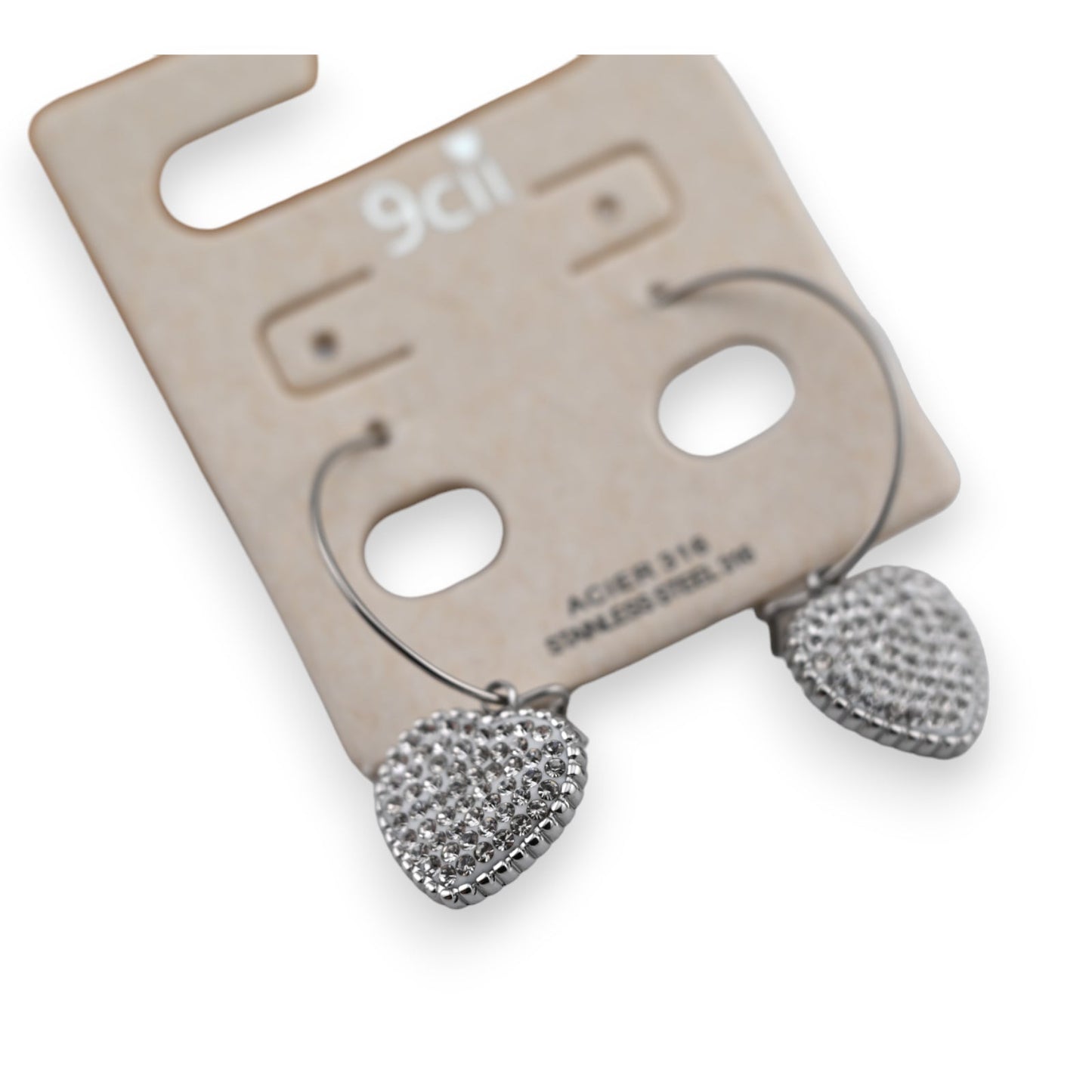 Ohrringe aus silbernem Stahl Creole Anhänger Herz