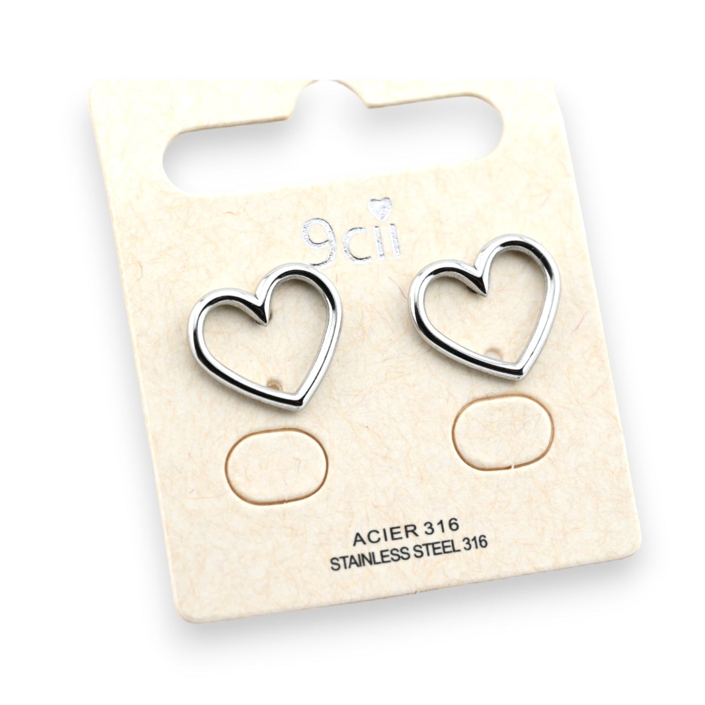 Ohrringe aus Stahl, silbernes Herz