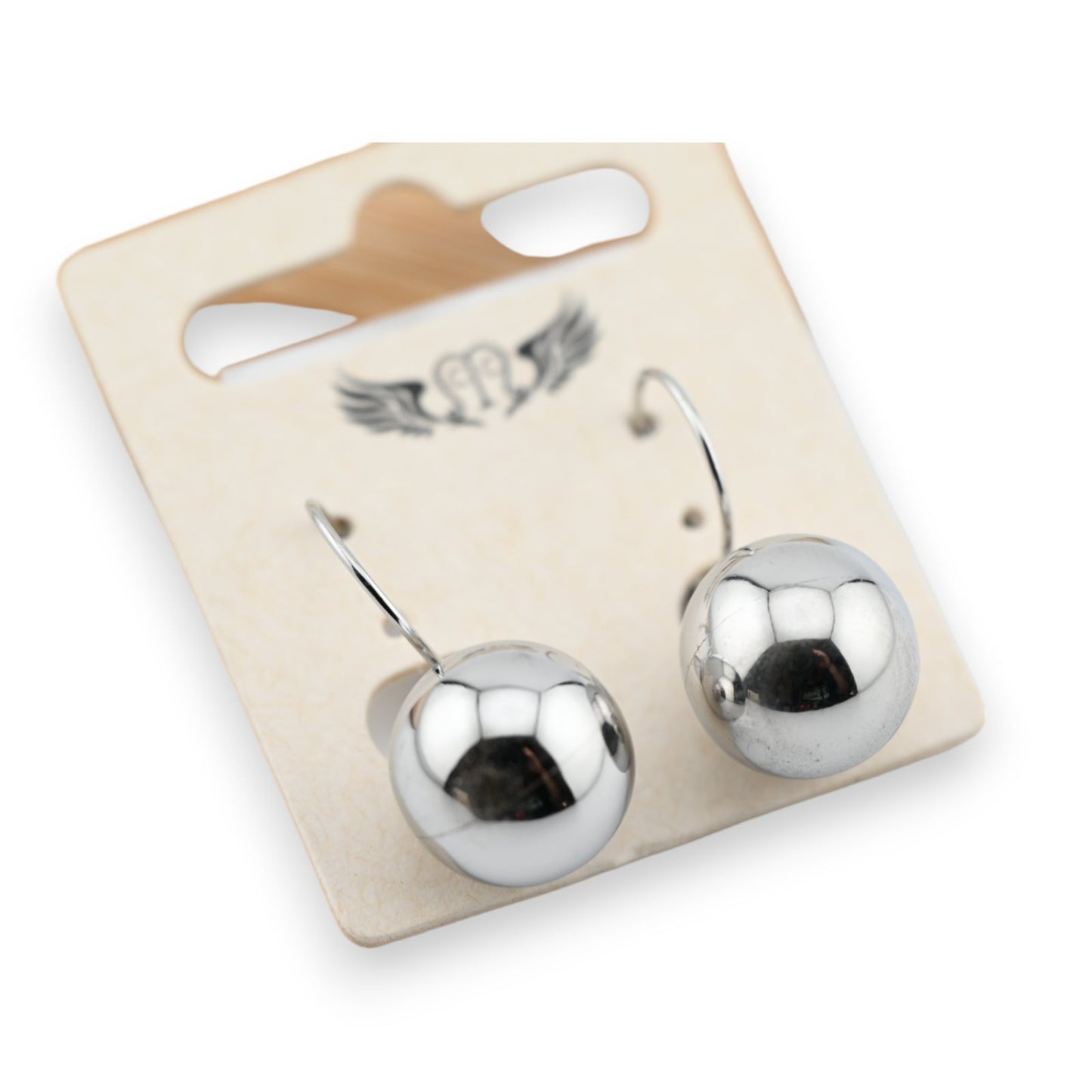 Ohrring aus Stahl, silberne Kugel