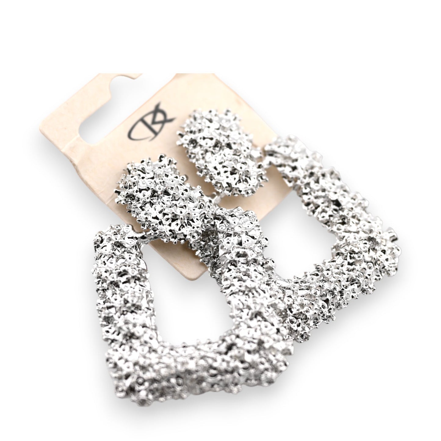 Ohrringe aus silberner Fantasie im Rechteck Relief