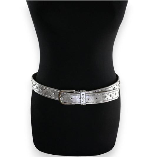 Ceinture cloutée étoile femme argenté