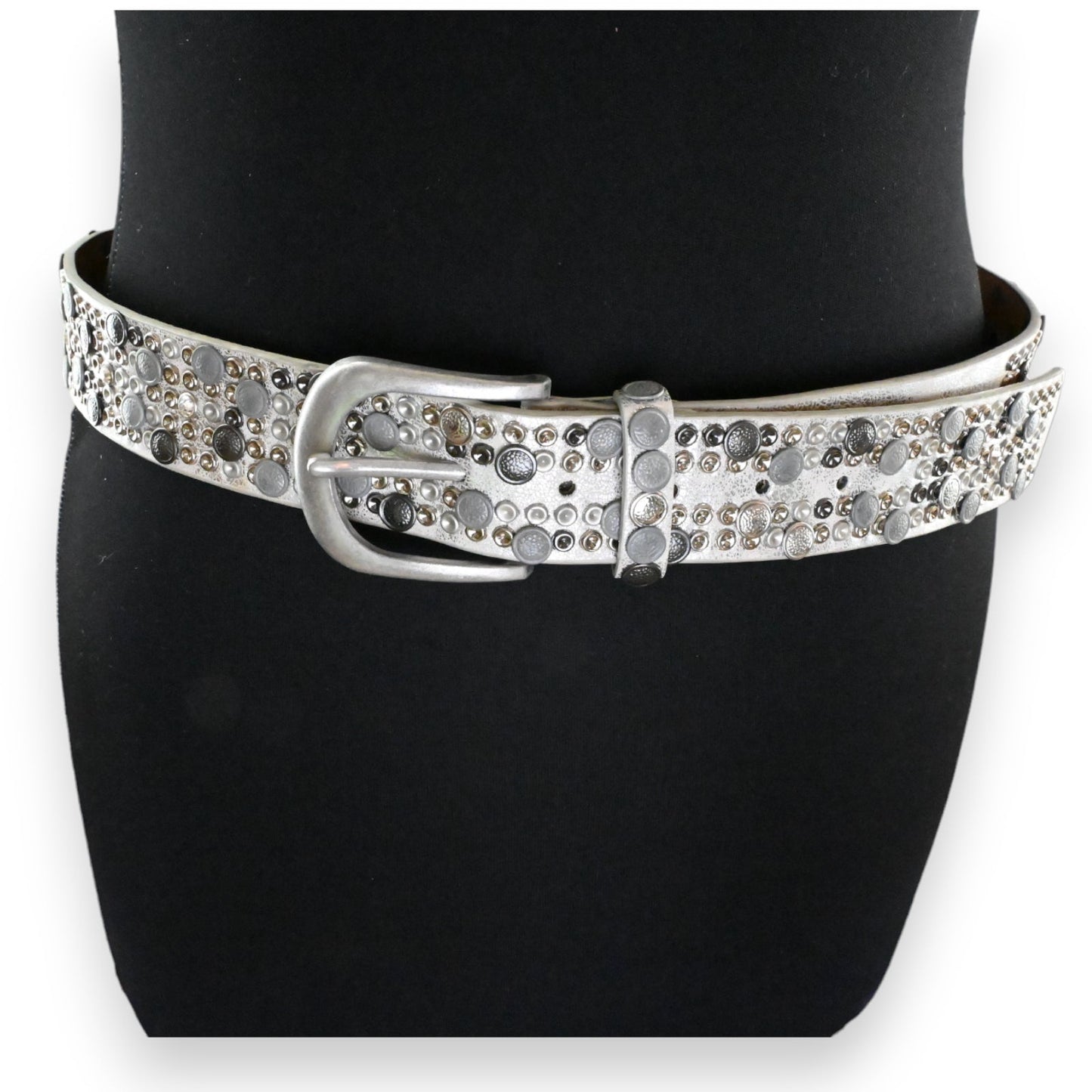 Ceinture cloutée femme argentée