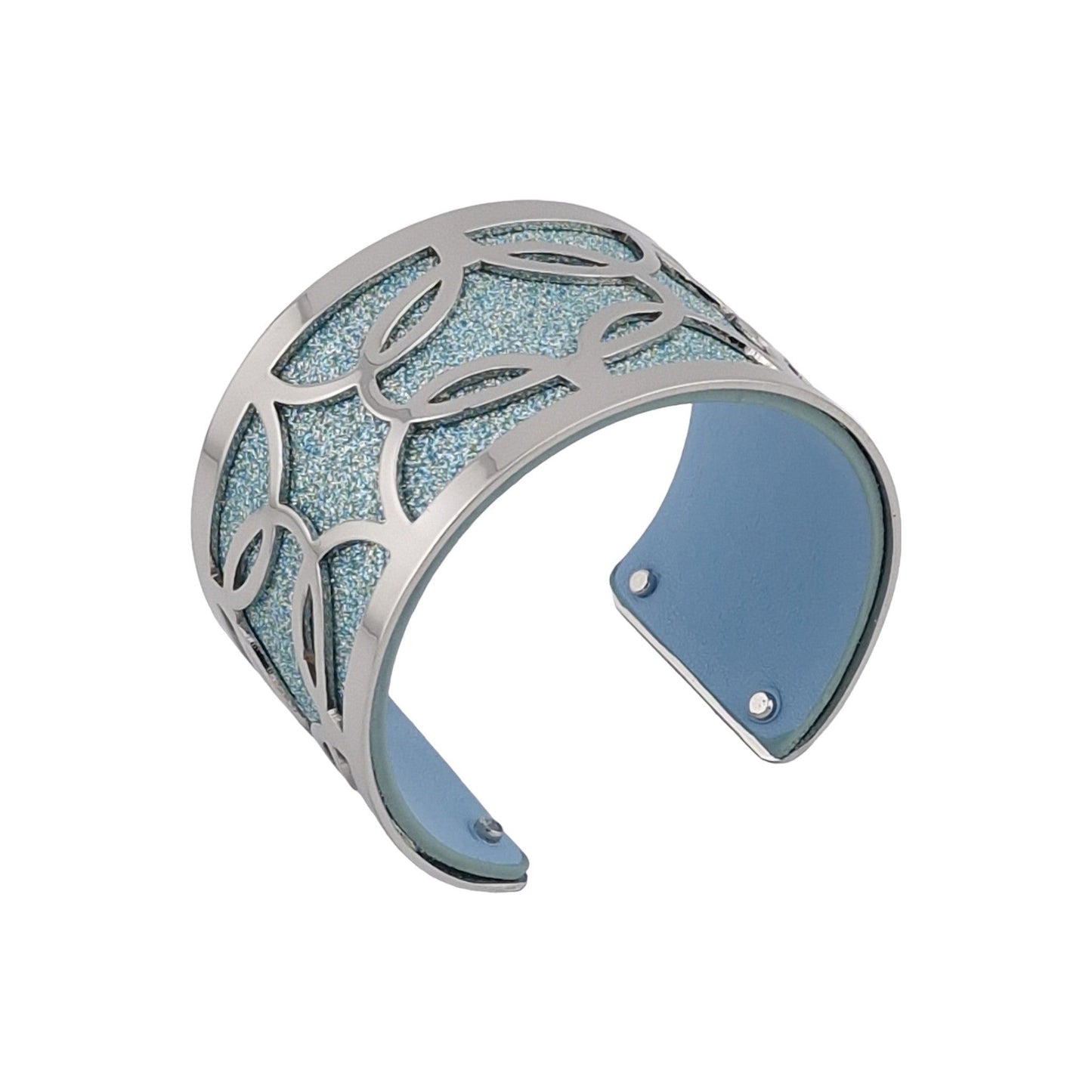 Manschettenarmband mit silbernen Finish, simuliertem glänzendem Blauhimmel und einfarbigem Blauhimmel