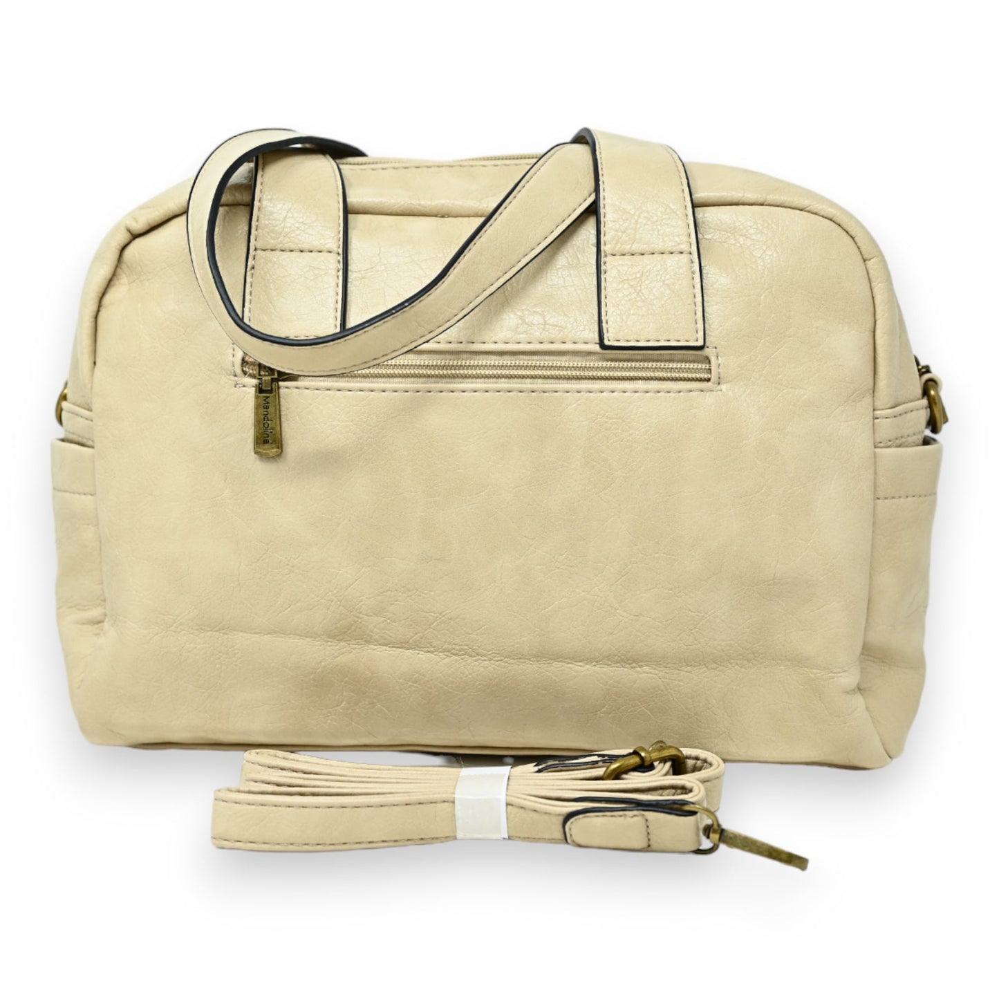 Vintage-Stil Beige Handtasche mit Doppelfächern, Reißverschluss und abnehmbarem Schulterriemen, elegantes Design für Damen