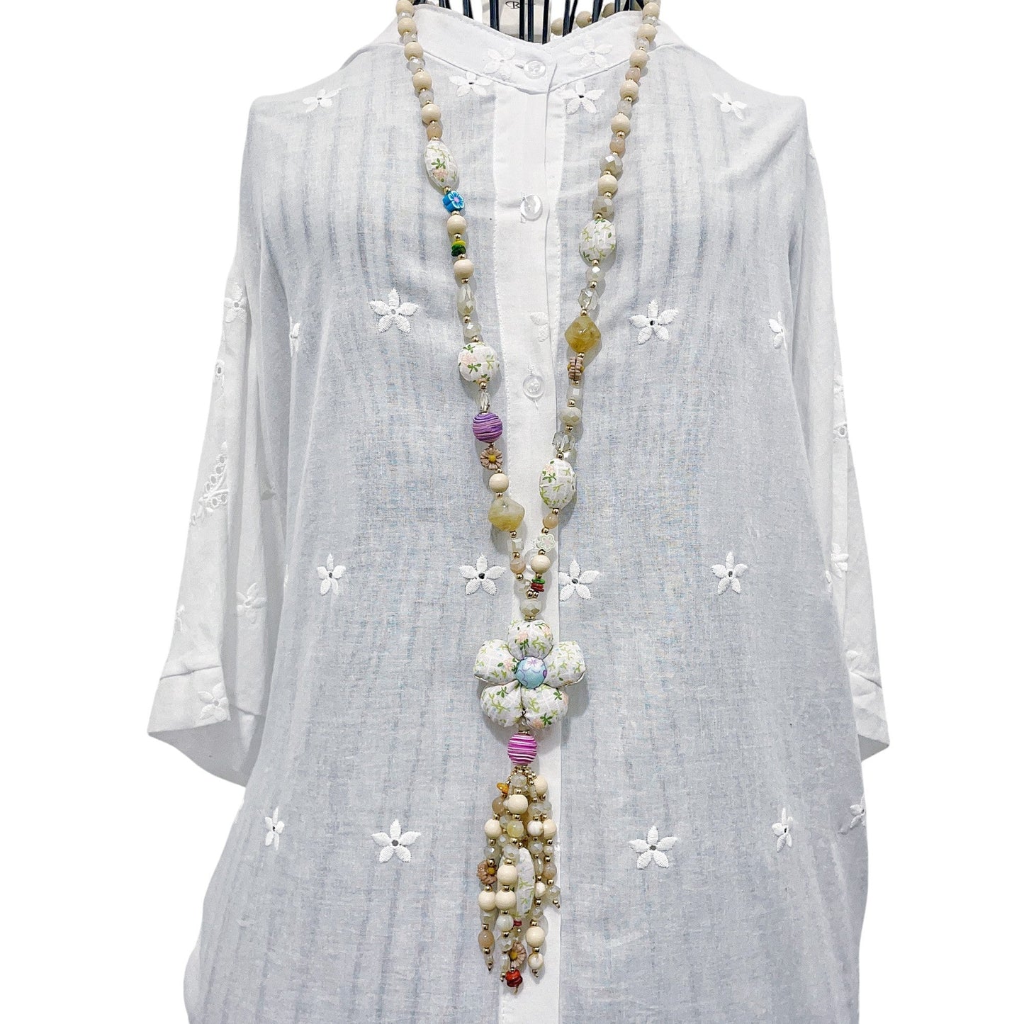 Bohemian-Halskette mit Liberty-Blumen-Patchwork