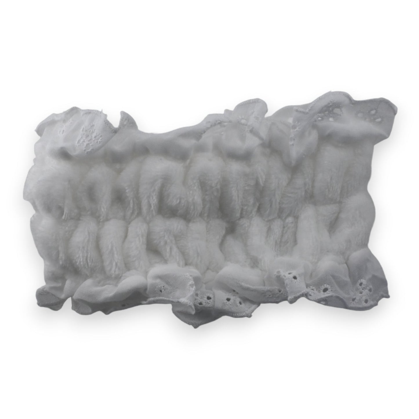 Weißer Schminkgürtel mit detaillierter Spitzenstickerei, mehrschichtig und luftig, für feminine Accessoires