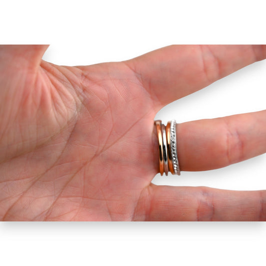 Bague acier 2 tons cœur