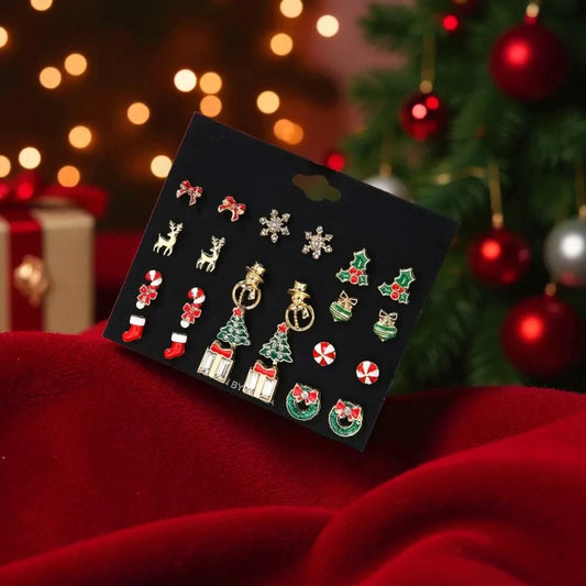 Set aus 12 Paar Weihnachts-Ohrringe