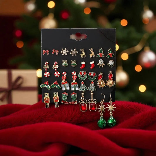 Set von 20 Paar Modeschmuck Ohrringe Weihnachten