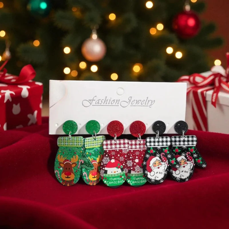 3er-Set Weihnachts-Fäustling-Ohrringe