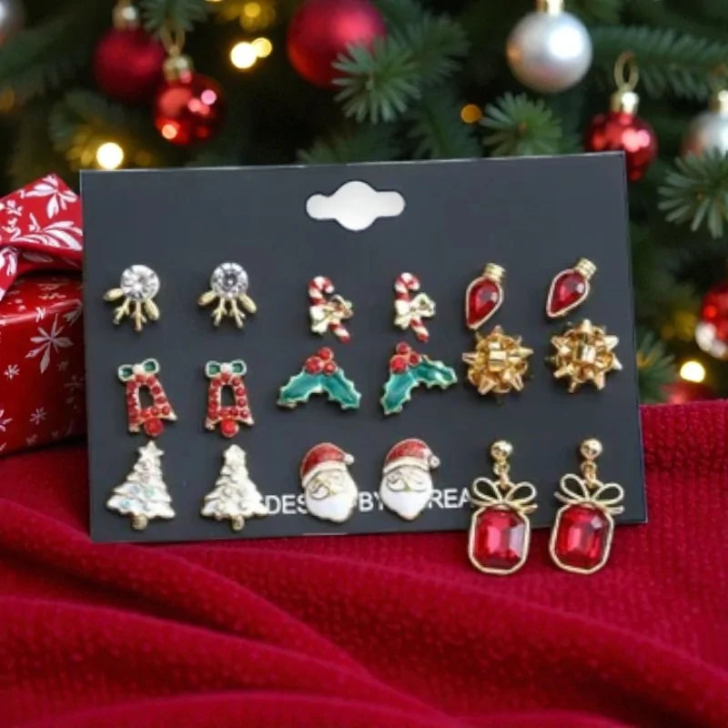 Set aus 9 Weihnachts-Modeschmuck-Ohrringen