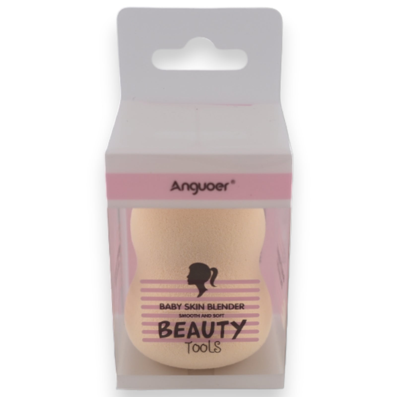 Anguoer Baby Skin Blender, Beauty-Schwamm in Beige, verpackt in rosafarbener Box, Make-up-Tool für glatte Haut