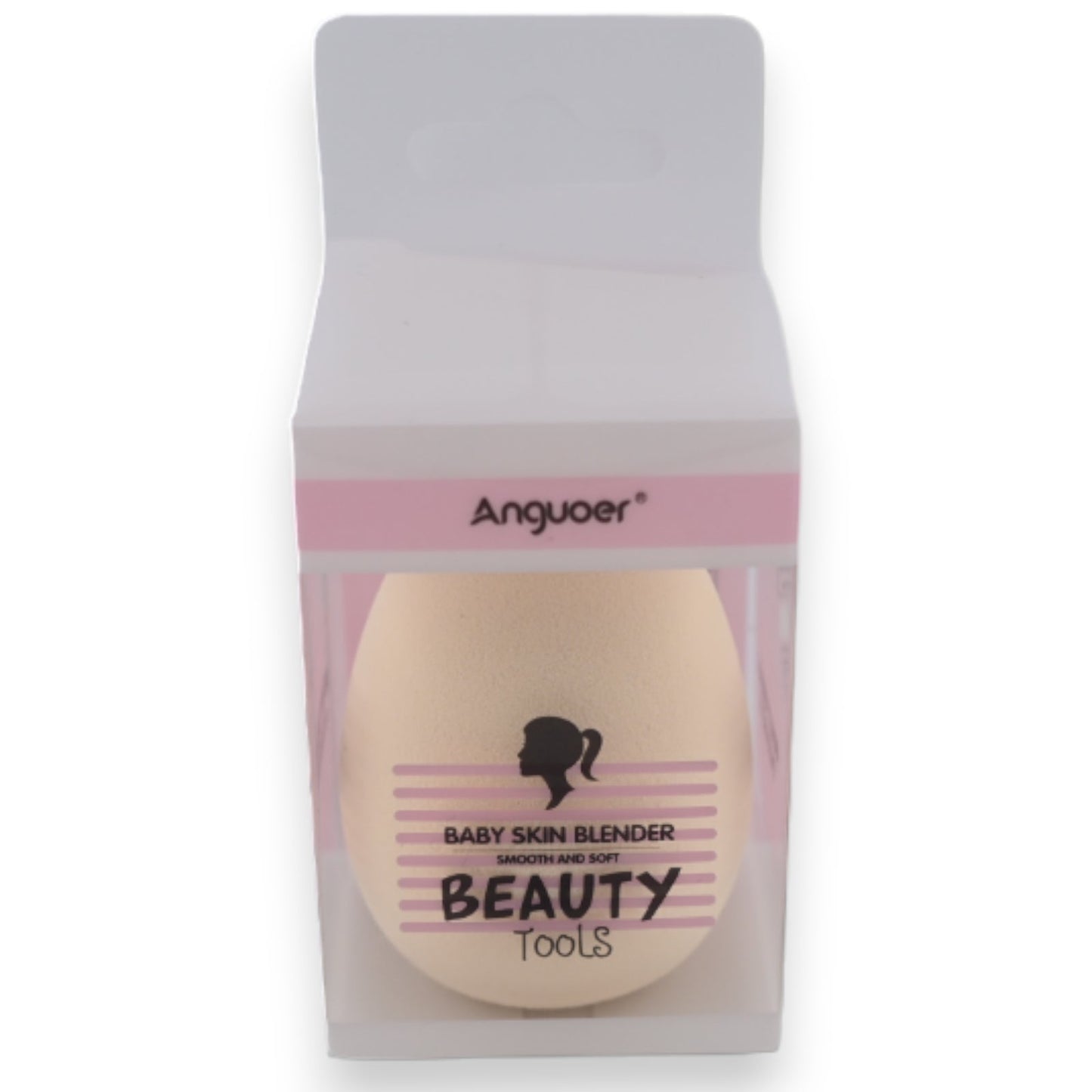 Anguoer Baby Skin Blender Beauty Tools in rosa Verpackung, beiger Makeup-Schwamm für glatte und weiche Haut
