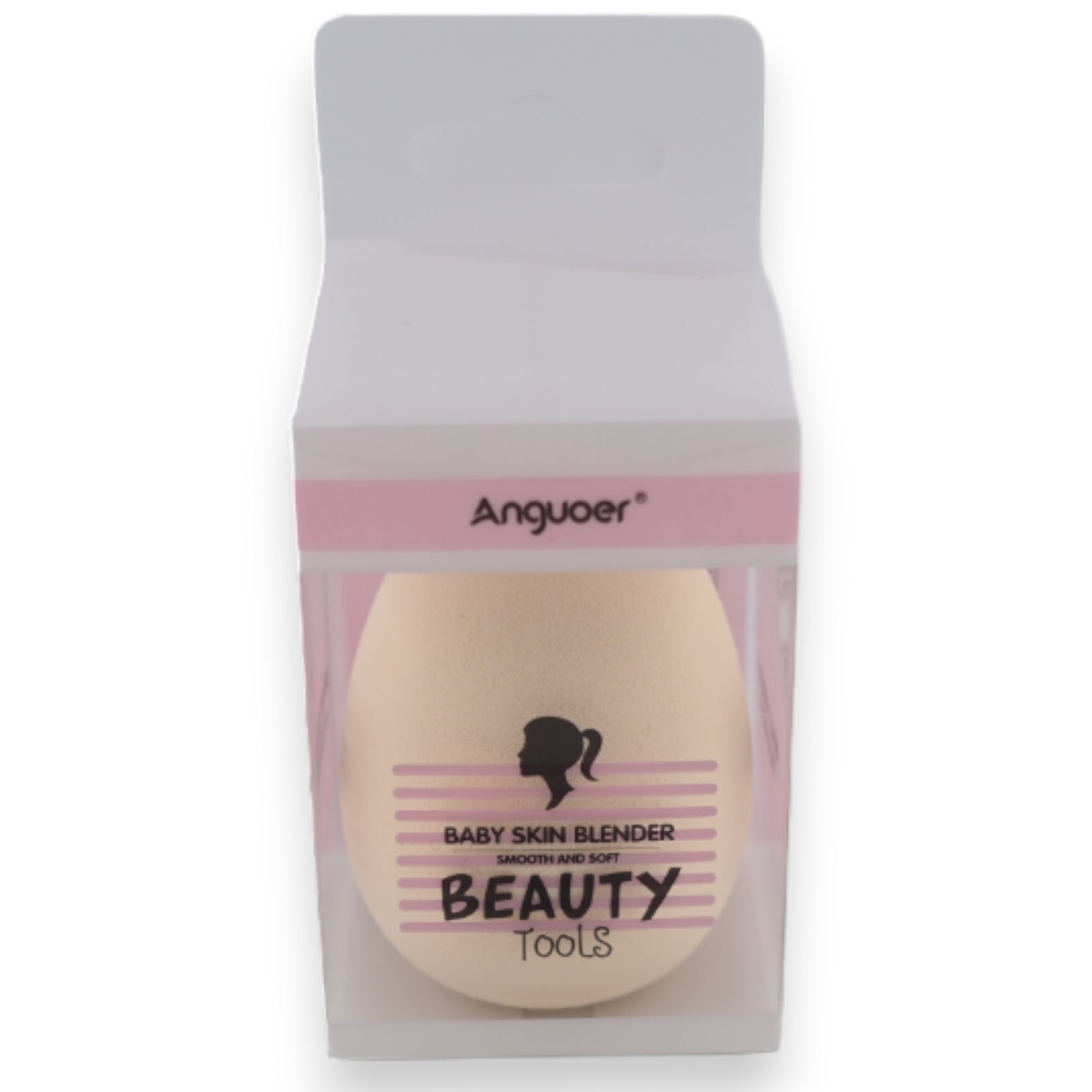 Anguoer Baby Skin Blender Beauty Tools in rosa Verpackung, beiger Makeup-Schwamm für glatte und weiche Haut