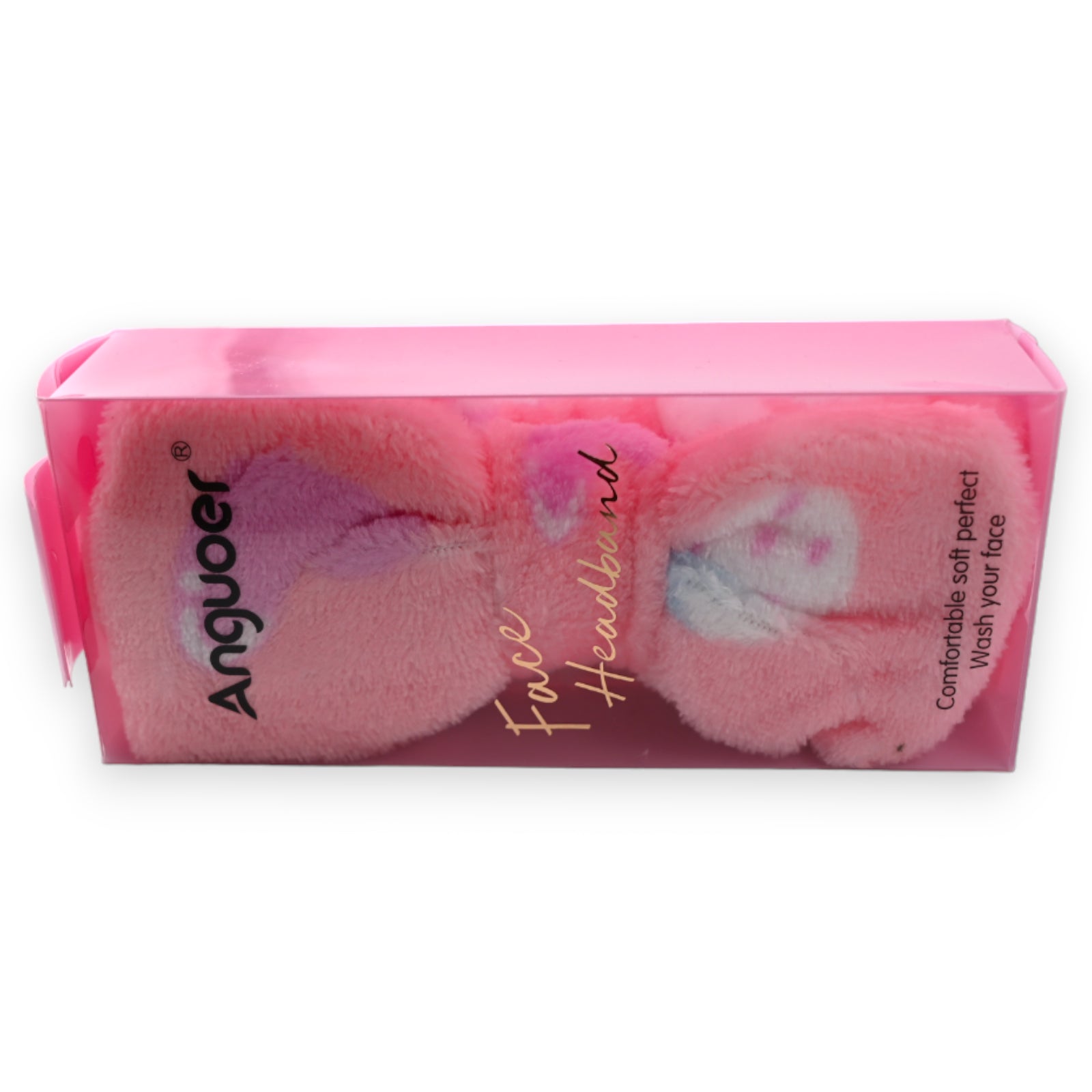 Rosa Kosmetik-Stirnband von Anyoer in Geschenkbox, flauschig und weich, perfekt zum Abschminken und Waschen
