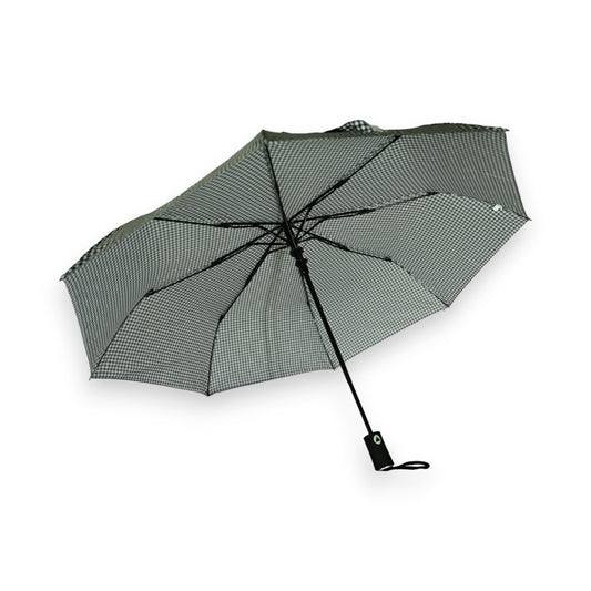 Automatischer Vichy Schwarz Faltbarer Regenschirm