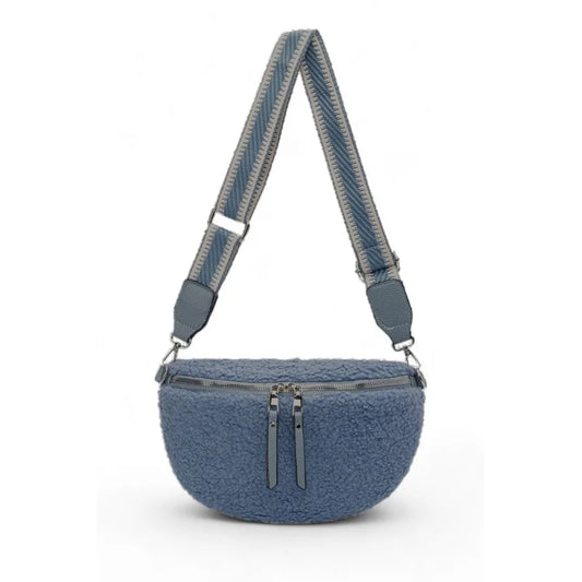Bauchtasche Umhängetasche Kunstfell Blau von David Jones