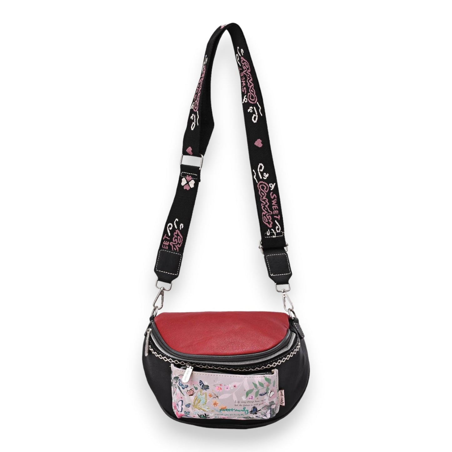 Bauchtasche Umhängetasche Schmetterlinge Sweet & Candy rot und schwarz