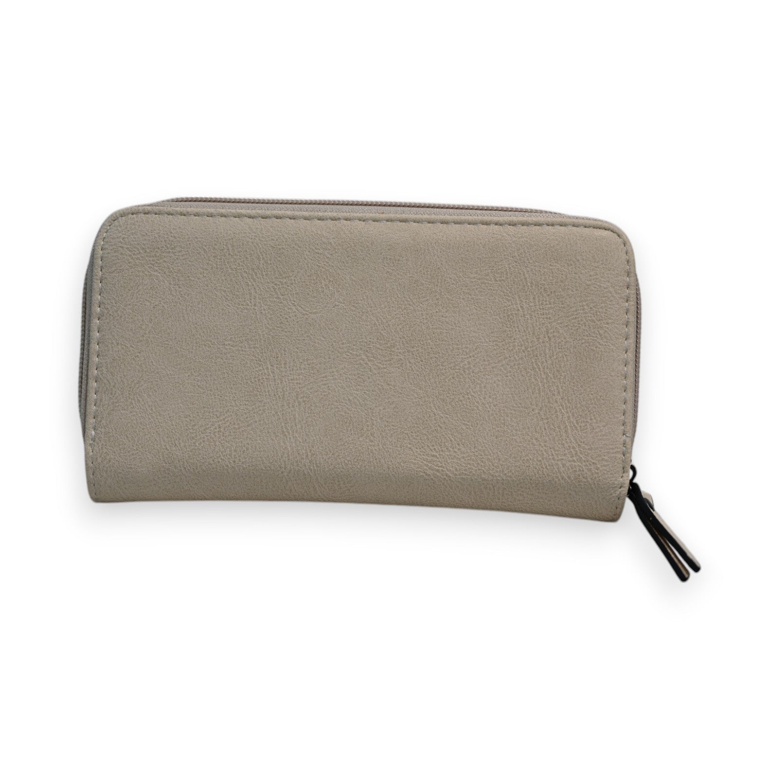 Elegante beige Leder-Geldbörse mit Reißverschluss, rechteckige Form, glatte Oberfläche, zeitloses Design