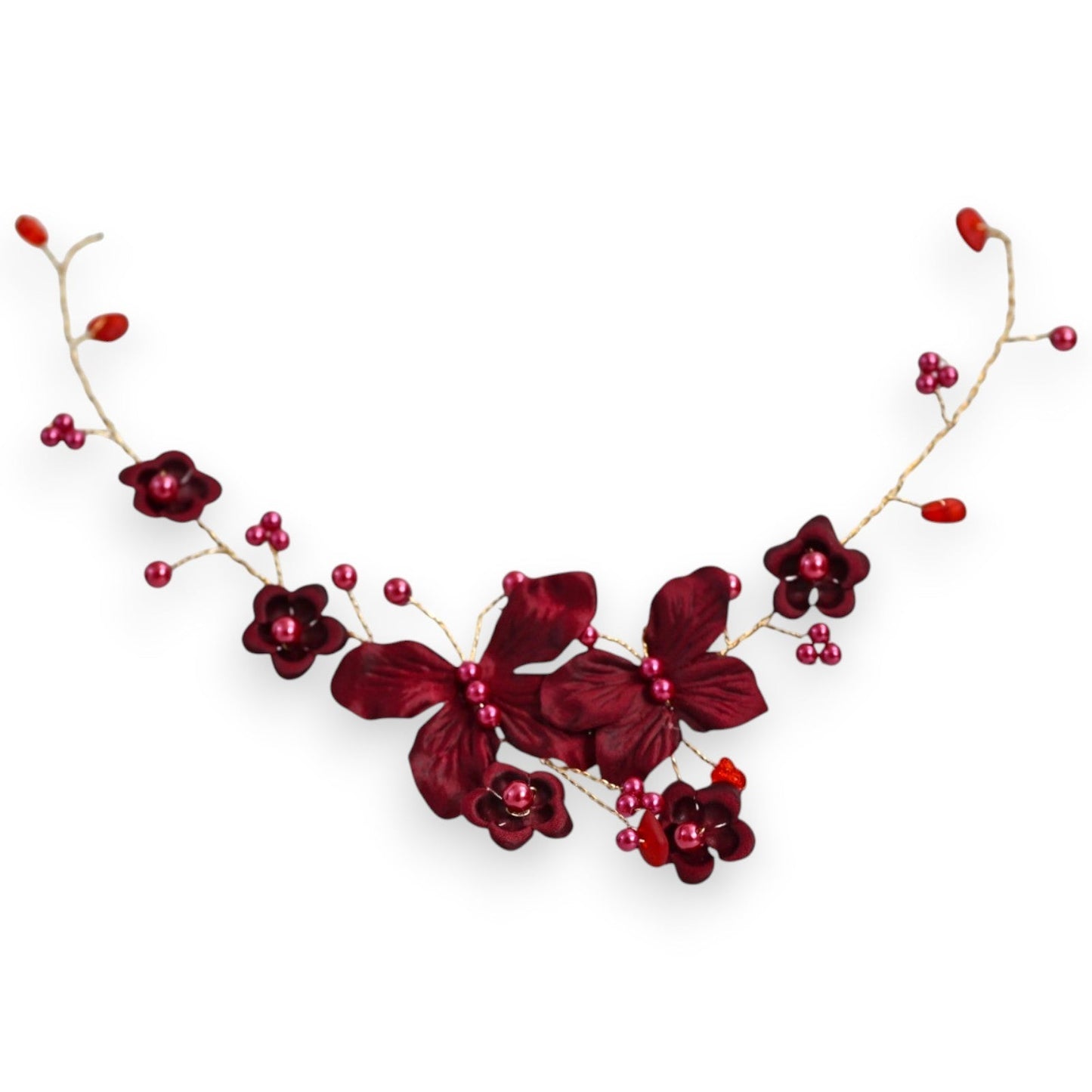 Verzauberte Schmetterlinge Halskette - Bordeauxrote Blumen Choker