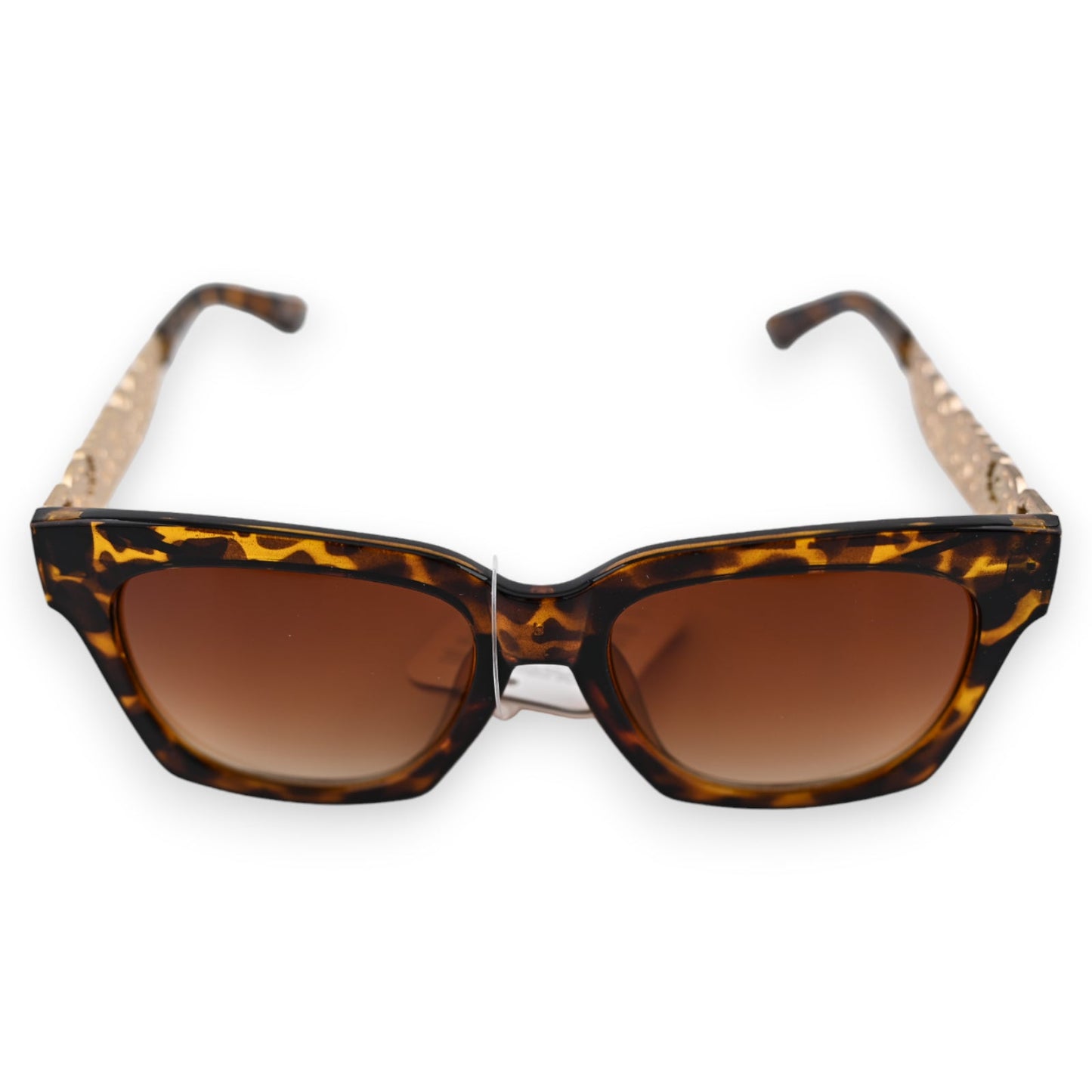 Sonnenbrille mit Leopardenmuster, braunen Gläsern und goldenen Bügeln, modischer Retro-Look für Damen