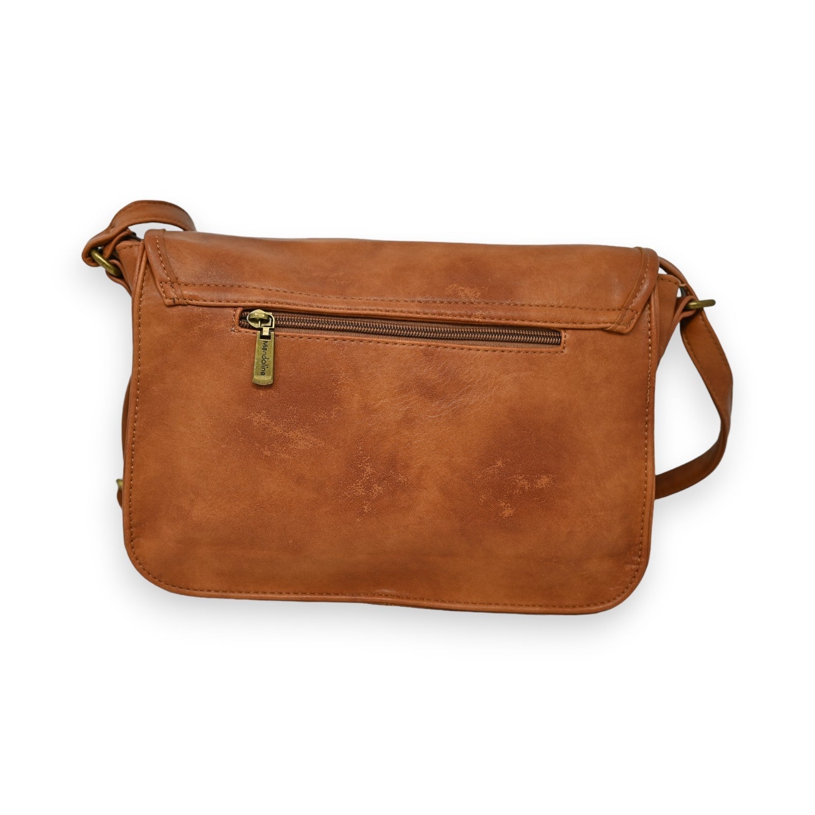 Braune Leder-Aktentasche mit Reißverschluss und verstellbarem Schulterriemen, im Vintage-Stil
