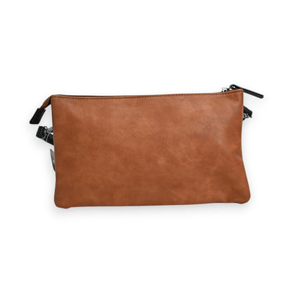 Braune Leder-Clutch mit Reißverschluss, rechteckige Form, elegantes Design, perfekt für alltägliche und festliche Anlässe