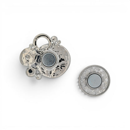 Magnetische Lebensbaum-Brosche in Nachtblau und Silber, Durchmesser 5 cm