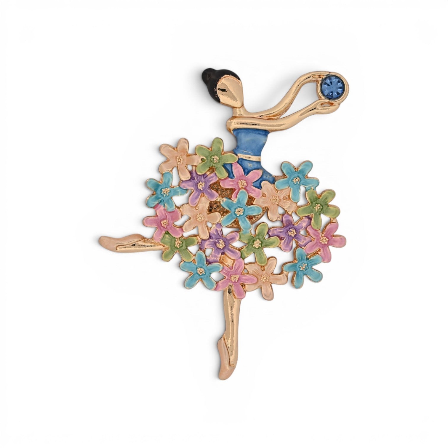Magnetische Ballerina-Brosche mit Blumenrock in Pastellfarben, 7,5 cm hoch