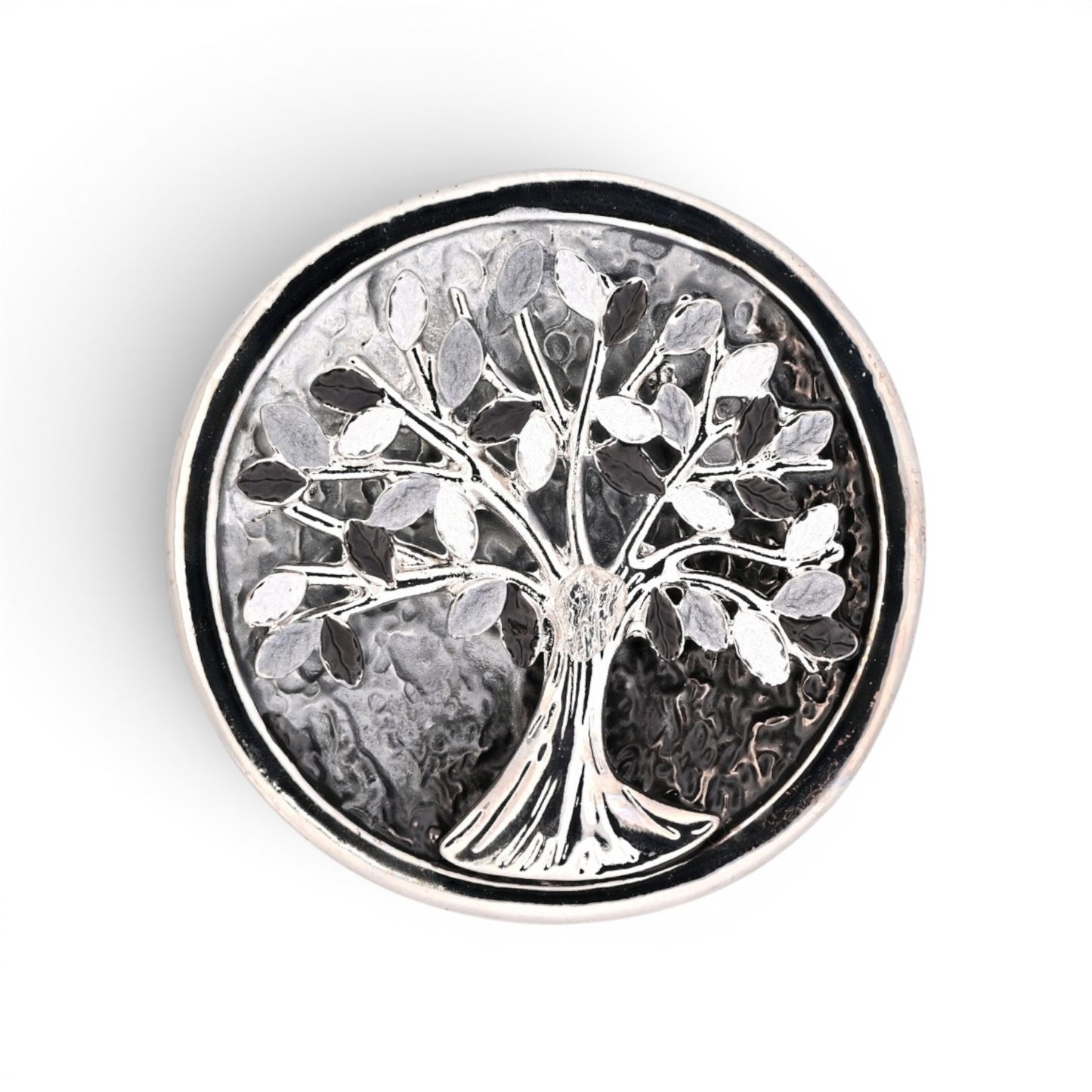 Magnetische runde Lebensbaum-Brosche mit stilisiertem Baum, Durchmesser 5 cm