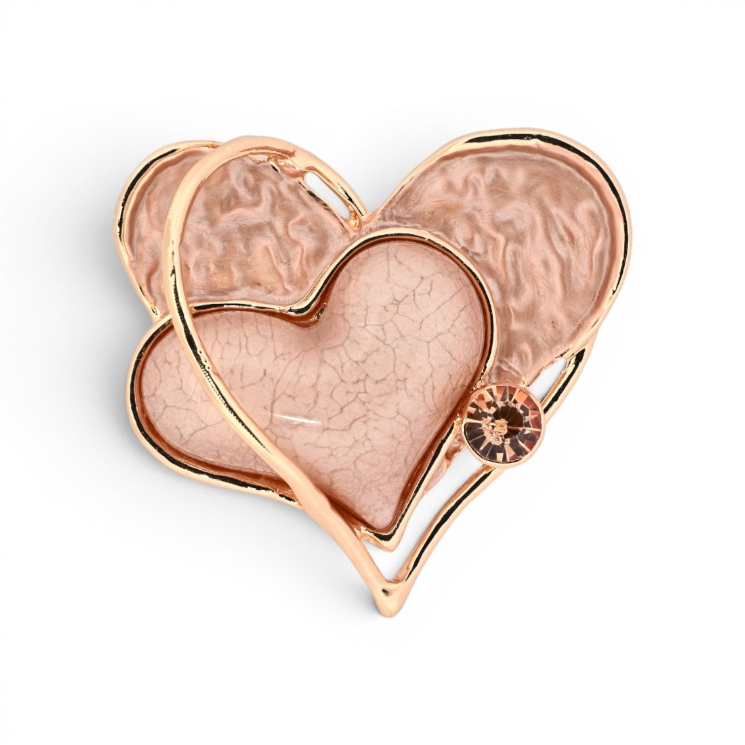Magnetische Herz-Brosche mit mehreren verschlungenen Herzen in leuchtendem Rosé, 5 cm