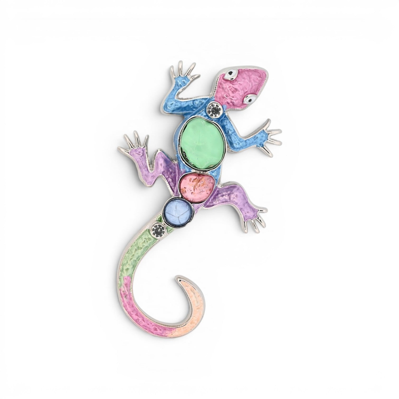 Magnetische Salamander-Brosche in Pastellfarben mit funkelnden Akzenten, 9 cm hoch