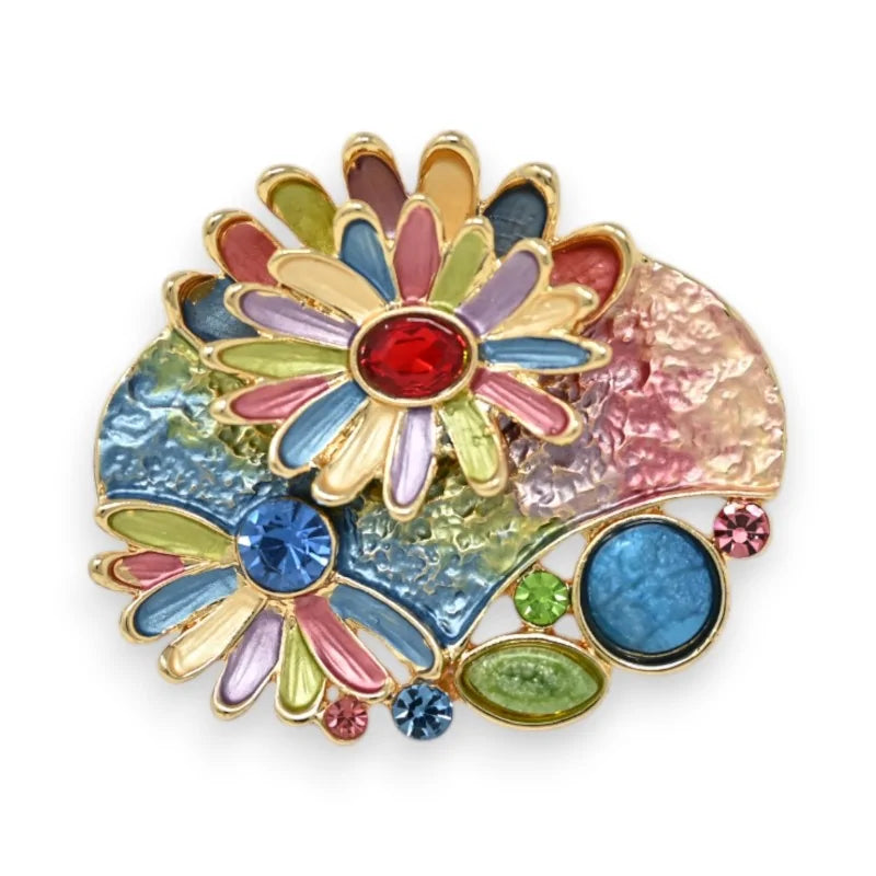 Mehrfarbige Gänseblümchen-Blumen-Brosche