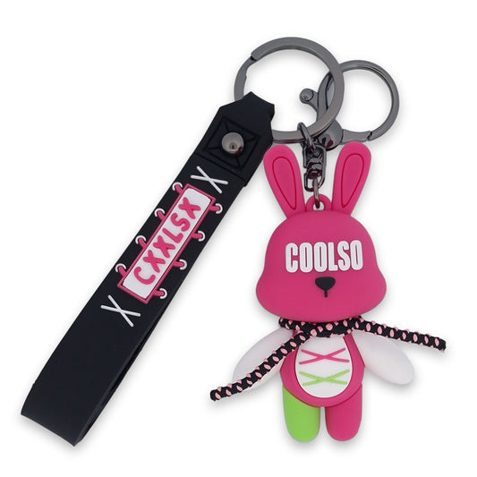 Coolso Neon pink und grüner Kaninchen-Schlüsselanhänger