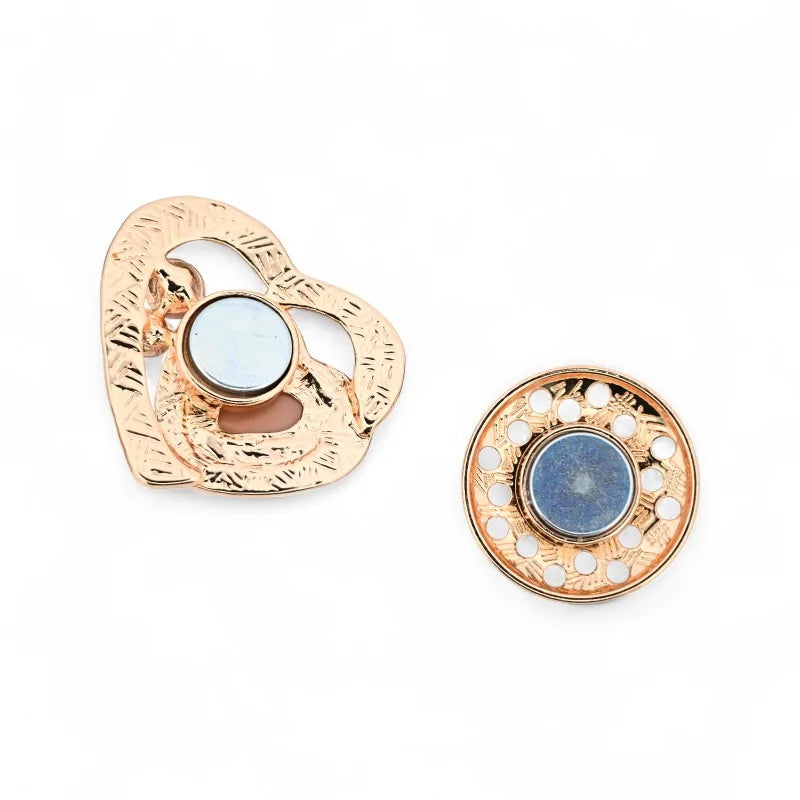 Doppeltes verschachteltes Herz Schokolade und Roségold mit Strass - elegante magnetische Brosche