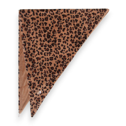 Dreieckiger Plüsch-Schal mit Leopardenmuster, braun-schwarzes Tierfelldesign, modisches Accessoire für Damen