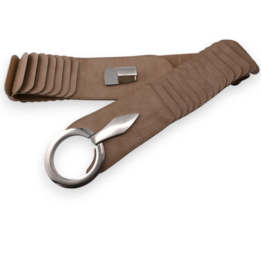 Ceinture synthétique élastique accordéon Taupe