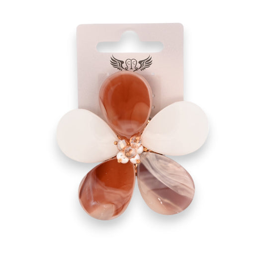 Fantasie Blumen-Brosche in Beige Schattierungen Patina-Harz