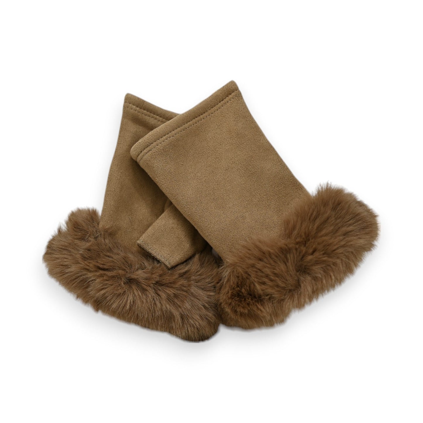 fingerlose handschuhe mit fell Fingerlose Handschuhe aus Kunstfell in sanftem Taupe – Moden Zentrum