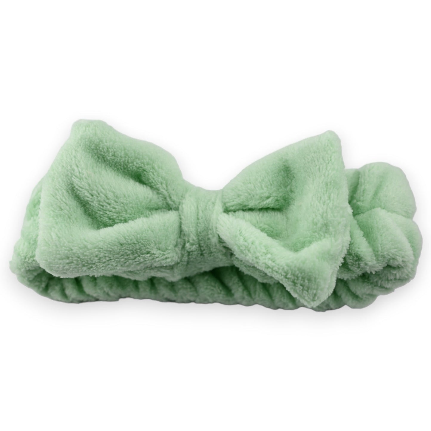 Flauschiges Stirnband in Mintgrün mit Schleife, weiches Kosmetik-Haarband für Frauen, Spa-Accessoire