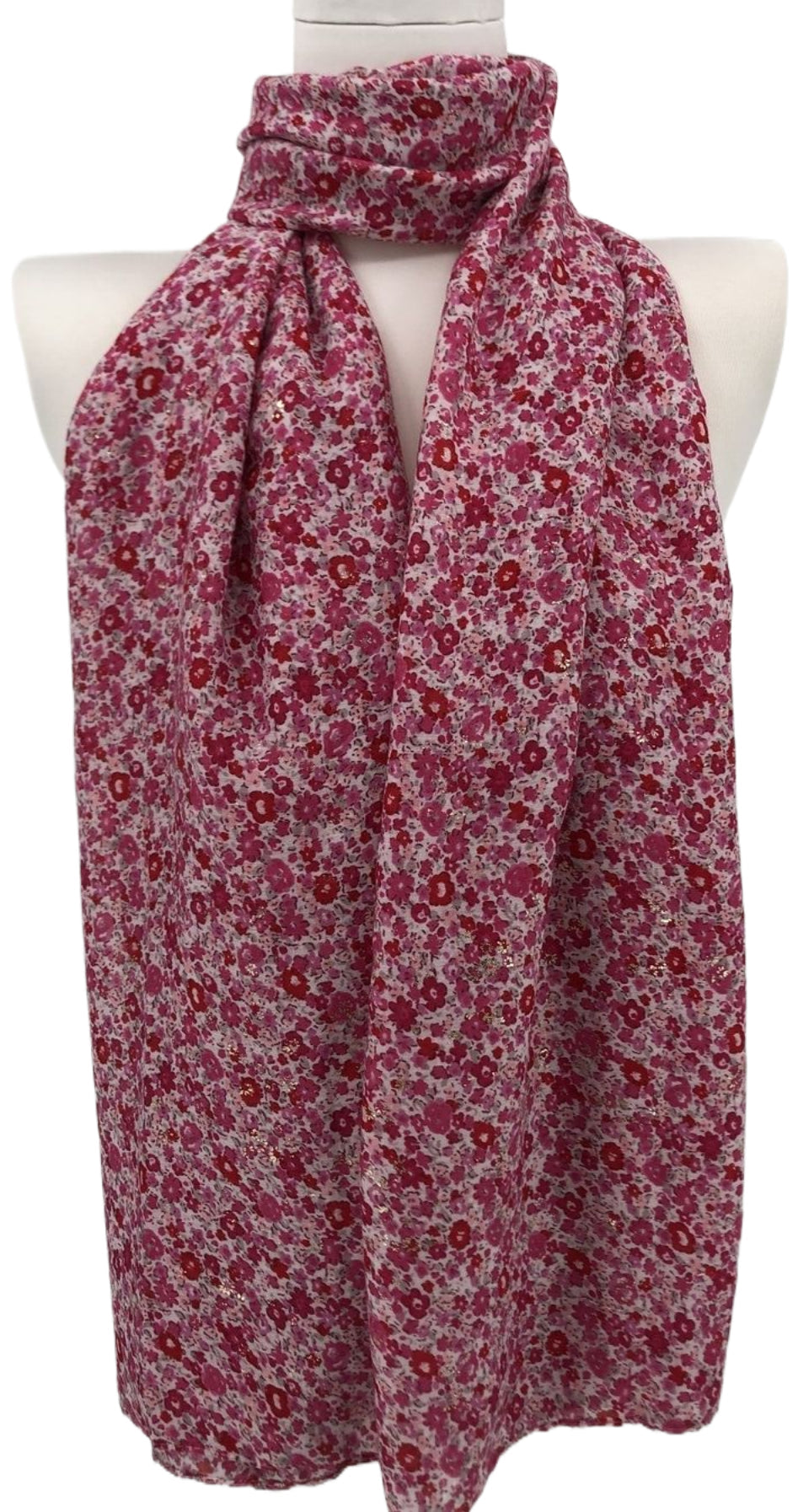 Foulard mit Liberty-Blumenmuster in Himbeere und Fuchsia
