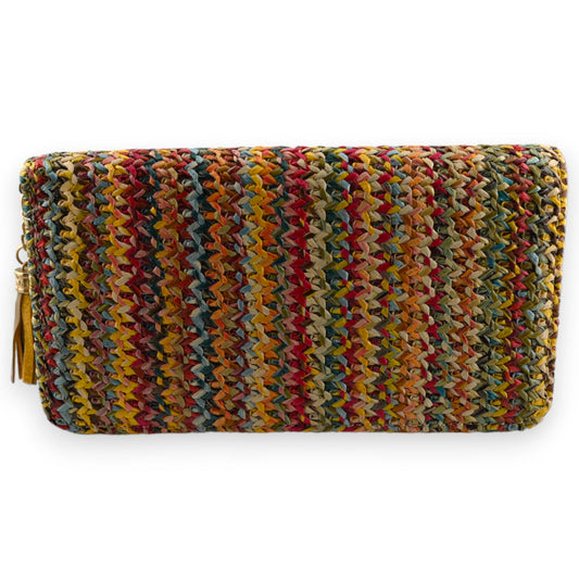 Geflochten Multicolor Stroh Geldbörse