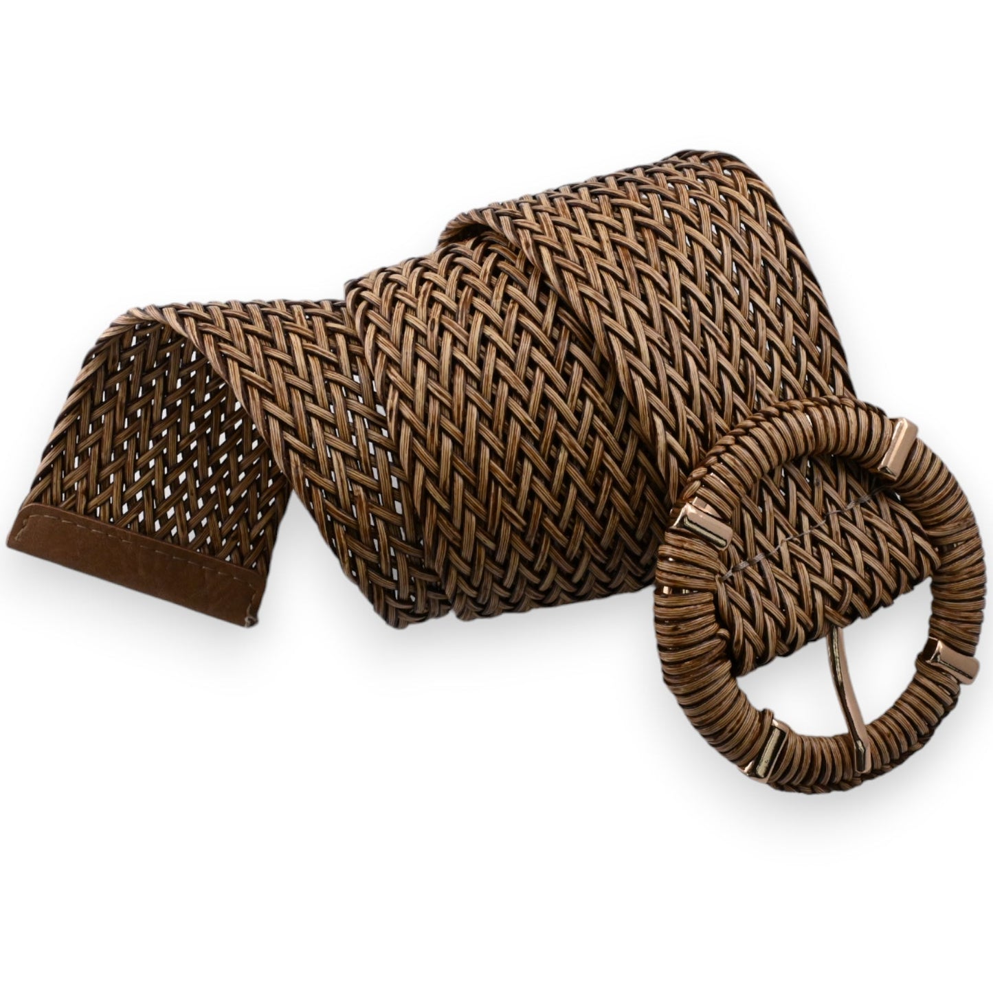 Plastik-Fantasiegürtel in braun und beige geflochten