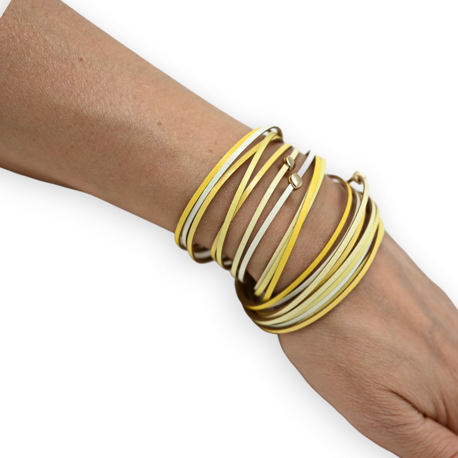 Doppelreihiges Armband aus gelbem Kunstleder