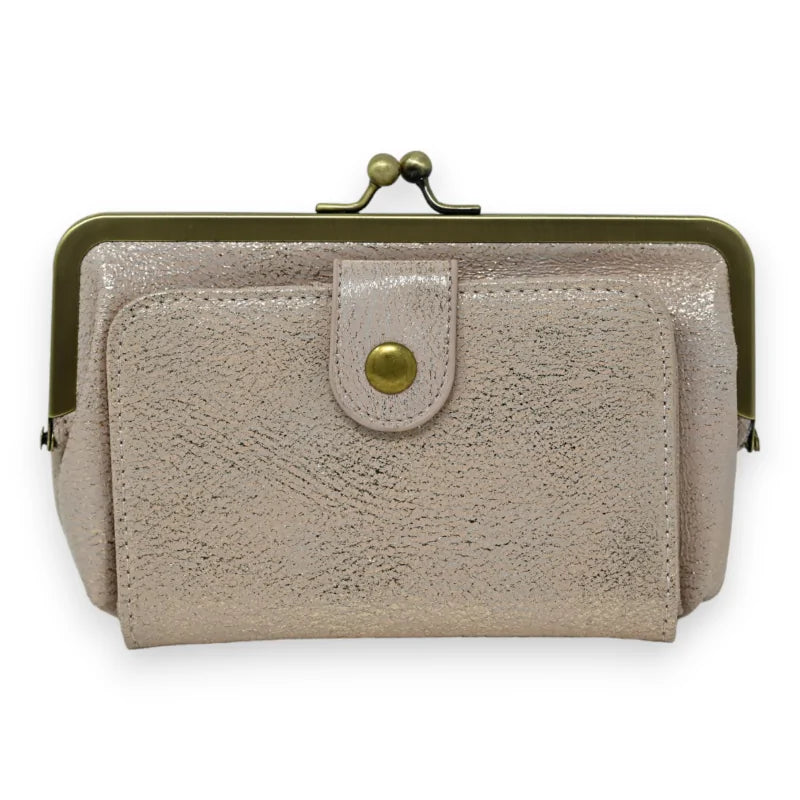 Clevere glänzende rosa Retro-Geldbörse